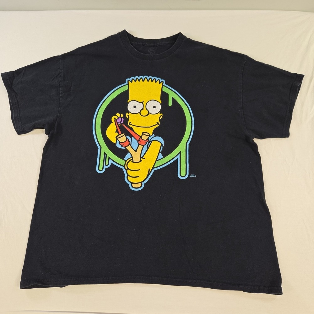 Bart Simpson T-shirt Mens Size XL Slingshot Aye Carumba 89 Black